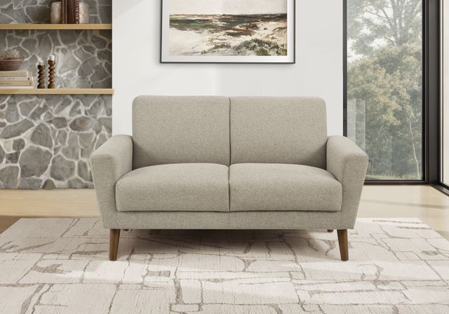 Monarch Specialties Inc. Light Brown 58" Loveseat with Walnut Legs-1