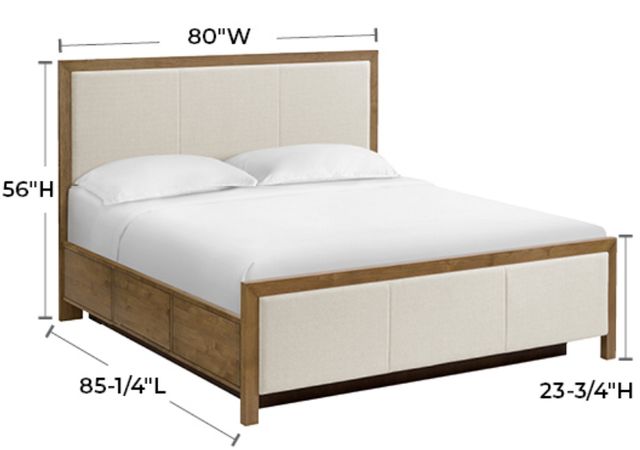 Whittier Wood® Furniture Bailey Nutmeg King Upholstered Storage Panel Bed-2