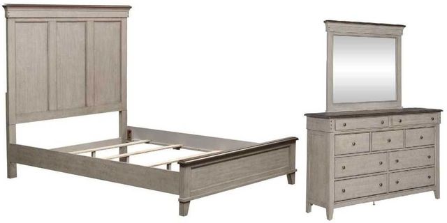 Liberty Furniture Ivy Hollow 3-Piece Dusty Taupe/Weathered Linen Queen Panel Bedroom Set-0