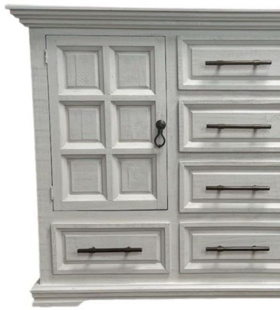 Million Dollar Rustic Coliseo Frosted White/Gold Dresser with Hardware-1