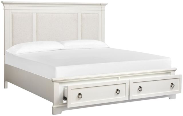 Magnussen Home® Kingston Whisper White California King Panel Storage Bed with Upholstered Headboard-2