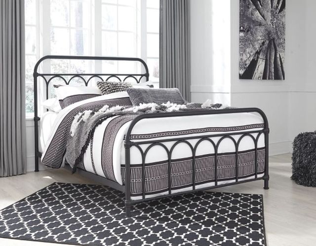 Signature Design by Ashley® Nashburg 2-Piece Black/White Queen Metal Bed Set-3