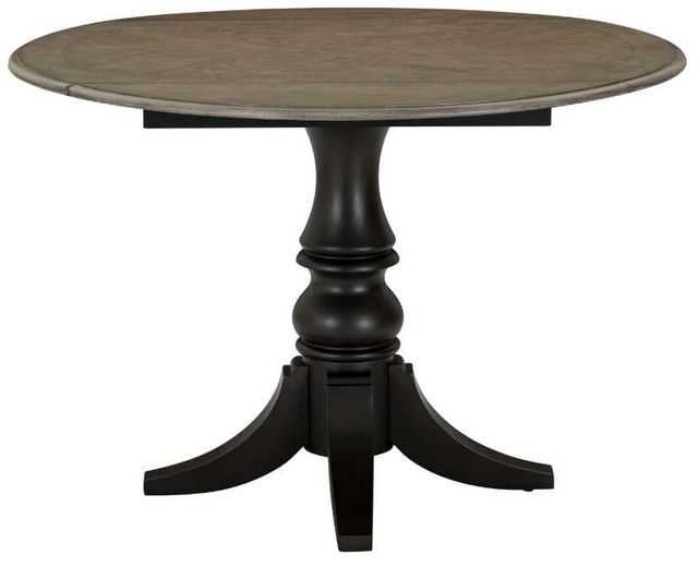 Liberty Furniture Magnolia Manor Weathered Bark Dining Drop Leaf Table with Antique Black Base-3