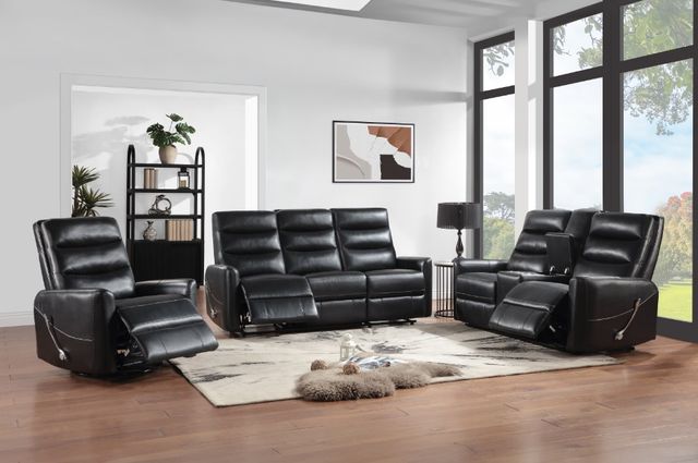 New Classic® Home Furnishings Takami Black Manual Swivel Recliner-1