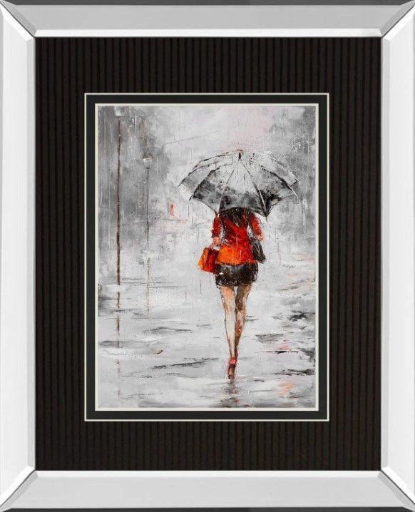 Classy Art City in the Rain II BY Jolanta Kowalik Mirror Framed Wall Art-0