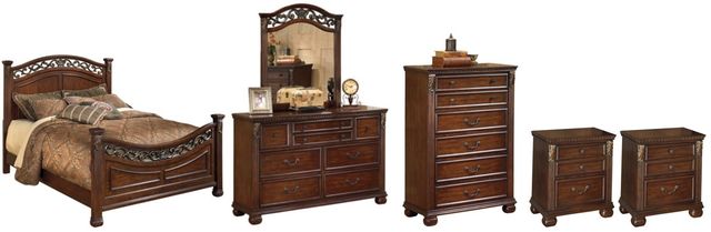 Signature Design by Ashley® Leahlyn 6-Piece Warm Brown King Panel Bed Set-0