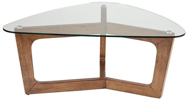 Olliix by INK+IVY Glass Top Coffee Table with Pecan Base-0