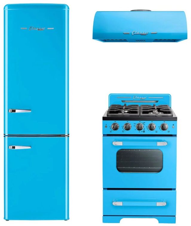 Unique® Appliances Classic Retro 24" Robin Egg Blue Wall Mounted Range Hood-1