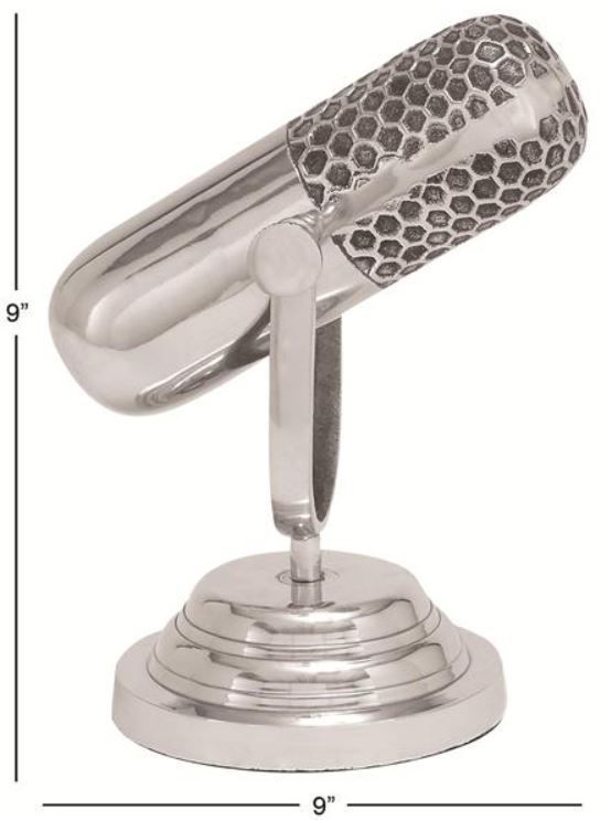 Deco Marche Silver Microphone Sculpture-3