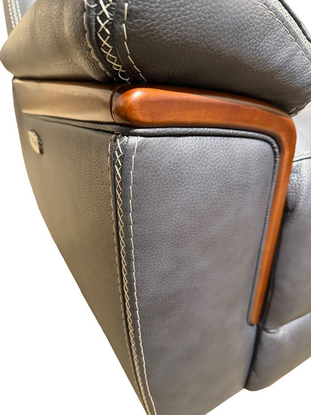 Navy Leather Power Reclining Sofa-3