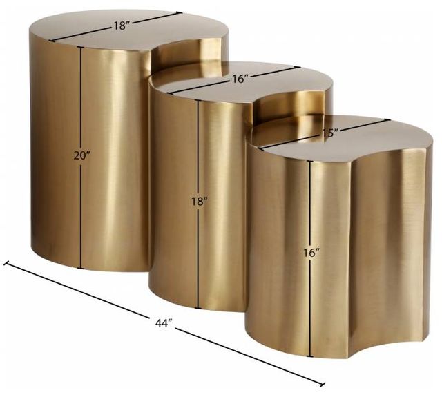 Meridian Furniture Dimple 3-Piece Gold Modular Nesting End Table Set-1