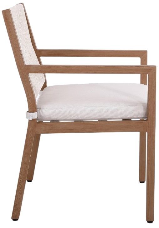 Meridian Furniture Maui Brown/Cream Aluminum Outdoor Dining Arm Chair-3