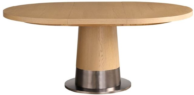 Universal Explore Home™ New Modern Solara Natural Oak Dining Table with Aged Satin Pewter Base-1