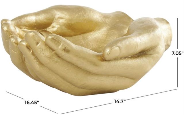 Deco Marche Gold Polystone Hands Open Decorative Sculpture-3