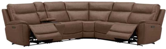 Liberty Furniture Collins 6-Piece York Chestnut Leather Power Reclining Sectional-1