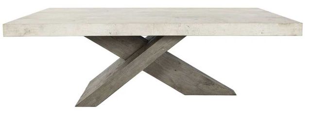 Classic Home Durant Antique White Coffee Table with Distressed Gray Base-2