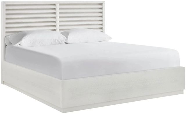 Universal Explore Home™ Oasis White Sandblasted Quartered Pine Shoreline Panel Queen Bed-0