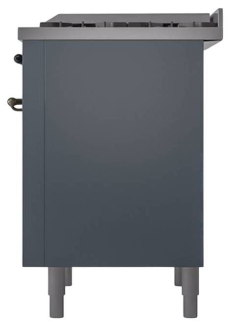 Ilve® Nostalgie II Noblesse 36'' Blue Gray Pro Style Dual Fuel Range with Burnished Trim-3