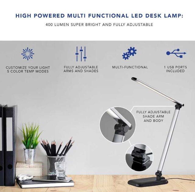 Adesso® Lennox Glossy Black LED Desk Lamp-4