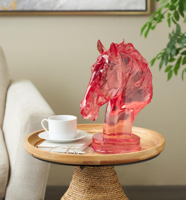 Deco Marche Cosmoliving by Cosmopolitan Pink Horse Tinted Decorative Sculpture-4