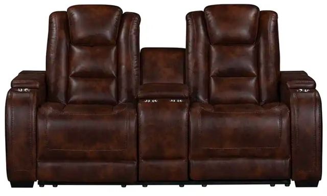 New Classic® Home Furnishings Chester Brown Power Reclining Console Loveseat-2