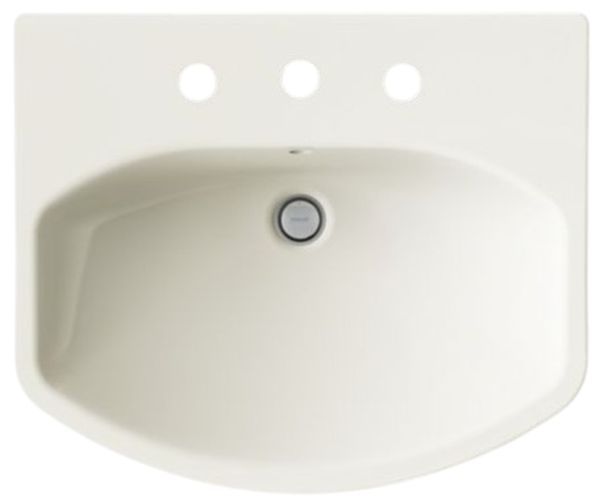 Kohler Cimarron® Biscuit 22.75" Widespread Faucet Holes Rectangular Pedestal Bathroom Sink-1