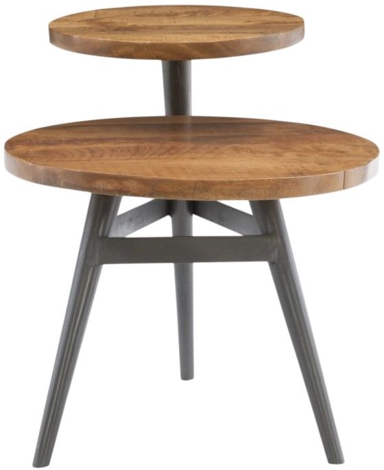 Powell® Denman Natural Two-Tiered Side Table with Gunmetal Base-1