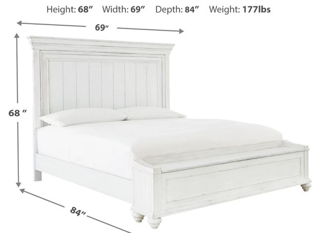 Benchcraft® Kanwyn Whitewash Queen Panel Bed with Storage Bench-3