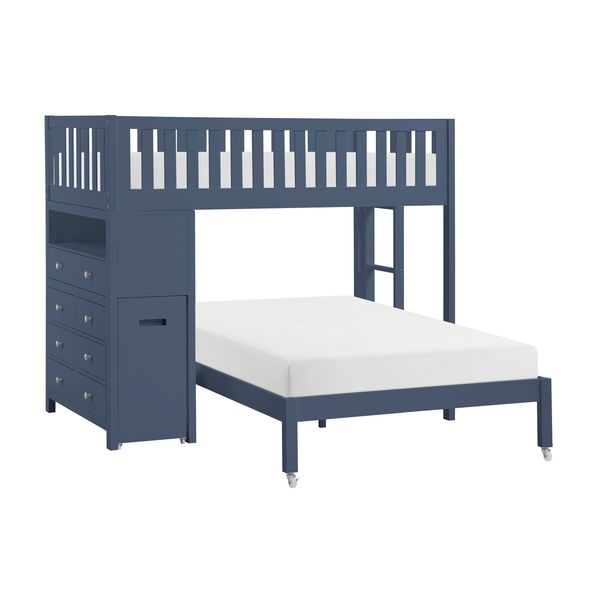 Rowan Roe Homelegance Rowan & Roe Blue Twin/Full Loft Bunk Bed with Hidden Desk ...