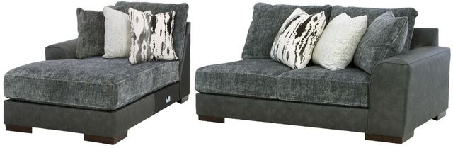 Signature Design by Ashley® Larkstone 2-Piece Pewter Left-Arm Facing Loveseat Sectional and Chaise-0