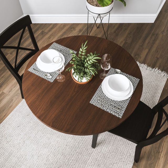 homestyles® Merge Mahogany Round Dining Table with Gray Metal Legs -3
