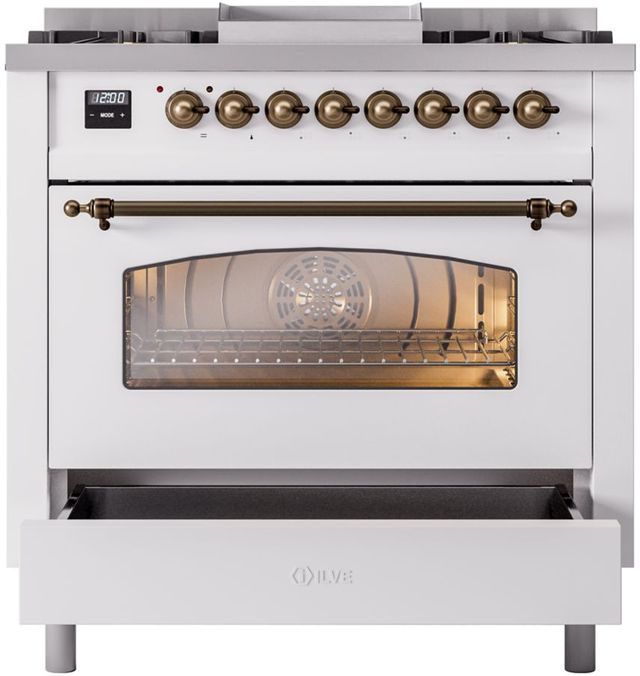 Ilve® Nostalgie II Series 36" Custom RAL Color Pro Style Dual Fuel Range-3