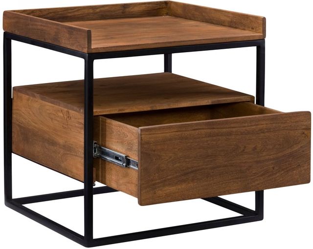 Moe's Home Collection Vancouver Brown Side Table with Metal Frame -1