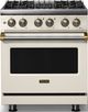 Viking® 5 Series 30" Pure White Pro Style Dual Fuel (LP) Range with Brushed Brass Trim-0