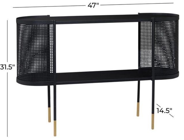 Deco Marche Matte Black Console Table with Open Storage-3