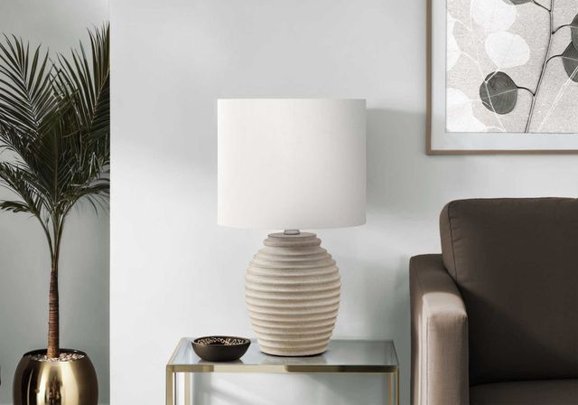 Monarch Specialties Inc. Beige Resin Table Lamp with Ivory Shade-2