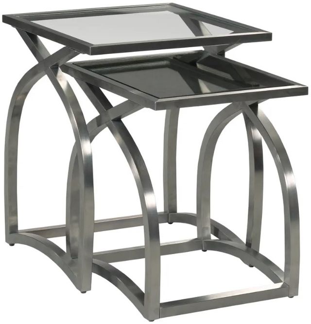 Hammary® Hidden Treasures 2-Piece Glass Top Vault Bunching Table with Gunmetal Base Set-0