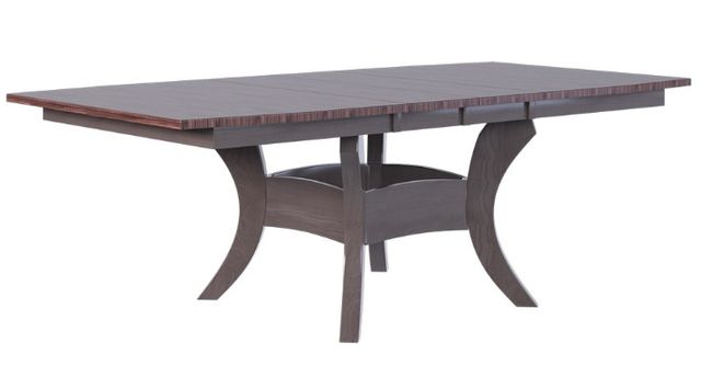 Country View Woodworking Customizable Riverside Red Oak Top 48" Dining Table with 4-Leaves and Brown Maple Base-0