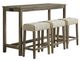 Elements International Oak Lawn 4-Piece Beige/Natural Bar Table Set-0
