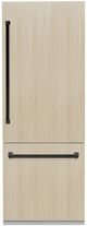 ZLINE Autograph Edition 30" 16.1 Cu. Ft. Panel Ready Built-In Bottom Freezer Refrigerator with Water Dispenser, Ice Maker, Graphite Gray Interior and Matte Black Handles-0
