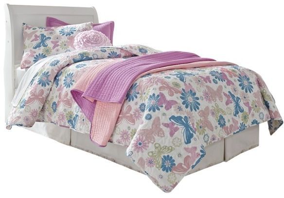 Signature Design by Ashley® Anarasia 6-Piece Cottage White Twin Youth Sleigh Headboard Bed Set-1