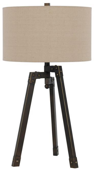 Cal® Lighting & Accessories Tripod Beige/Iron Table Lamp-0