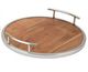 A & B Home 2-Piece Brown/Stainless Steel Decorative Round Tray Set-1