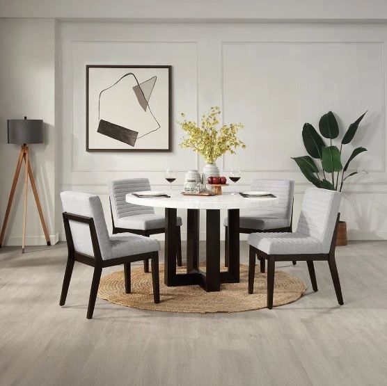 ACME Furniture Edwyn White Natural Marble Top with Espresso Base-1