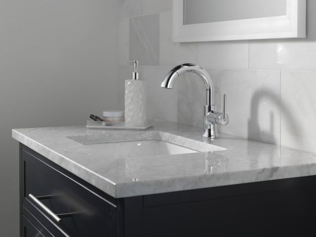 Delta Trinsic® Chrome Single Handle Lever Pull-Down Bathroom Faucet with Drain-2