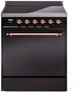 Ilve® Nostalgie II Series 30" Glossy Black Pro Style Induction Range-0