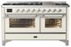 Ilve® Majestic III 60" Antique White Pro Style Dual Fuel Liquid Propane Range with Triple Glass Door and Chrome Trim-0