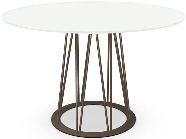 Amisco Customizable Calypso White Glass Dining Table with 48" Tabletop -3