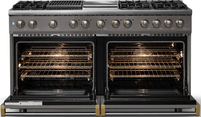 Viking® 5 Series 60" Damascus Gray Pro Style Dual Fuel (NG) Range with Brushed Brass Trim-1