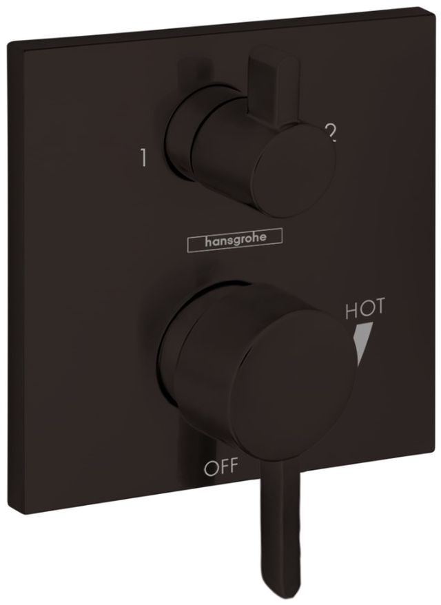 Hansgrohe Ecostat Matte Black Pressure Balance Trim Square with Diverter-0